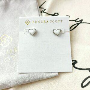 Kendra Scott Stud Earrings - Ari Heart Ivory Mother-Of-Pearl Silver